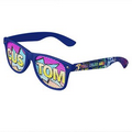 Royal Blue Logo Lenses Custom Printed Lenses Retro Sunglasses - Full-Color Full-Arm Printed